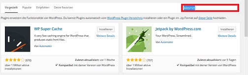 Wordpress Plugins installieren